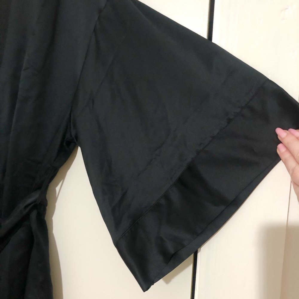 NWT Thirdlove Black Satin Kimono Sleeve Dressing Gown Robe (OS) - Picture 8 of 10